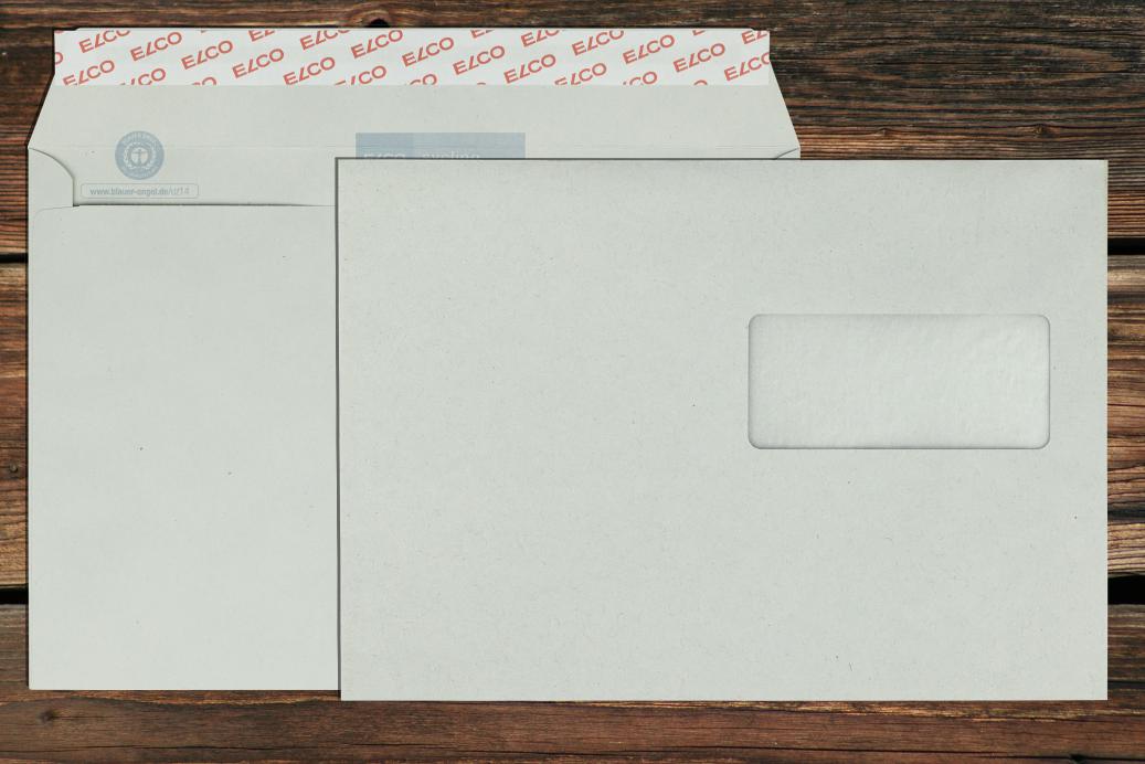 Briefhüllen mit Fenster C5 162x229 mm Haftklebend Recycling Grau 100 g/qm